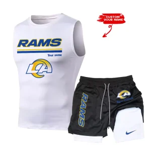 Los Angeles Rams Tank Tops Vest Sleeveless and Outdoor Casual Training Sports Shorts 2-in-1 Double-Layer Shorts For Men SPTMODS019