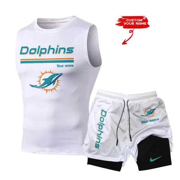 Miami Dolphins Tank Tops Vest Sleeveless and Outdoor Casual Training Sports Shorts 2-in-1 Double-Layer Shorts For Men SPTMODS020 - Image 5