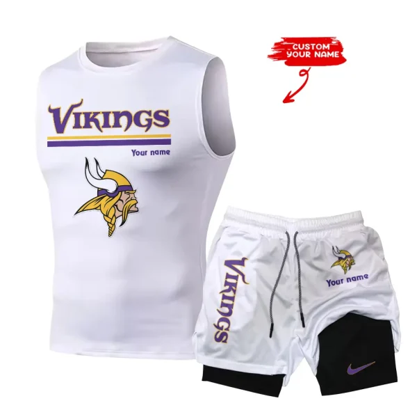 Minnesota Vikings Tank Tops Vest Sleeveless and Outdoor Casual Training Sports Shorts 2-in-1 Double-Layer Shorts For Men SPTMODS021 - Image 4