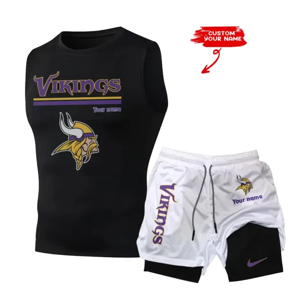 Minnesota Vikings Tank Tops Vest Sleeveless and Outdoor Casual Training Sports Shorts 2-in-1 Double-Layer Shorts For Men SPTMODS021 - Image 5