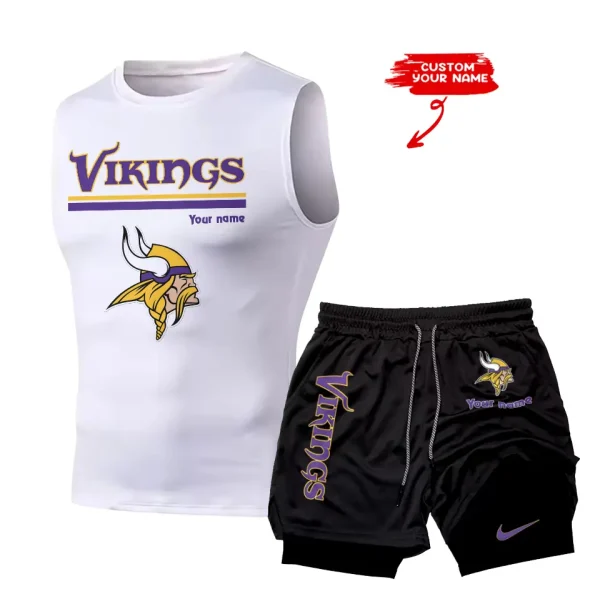 Minnesota Vikings Tank Tops Vest Sleeveless and Outdoor Casual Training Sports Shorts 2-in-1 Double-Layer Shorts For Men SPTMODS021 - Image 7