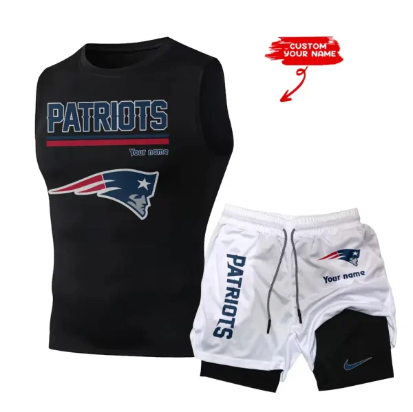 New England Patriots Tank Tops Vest Sleeveless and Outdoor Casual Training Sports Shorts 2-in-1 Double-Layer Shorts For Men SPTMODS022 - Image 4