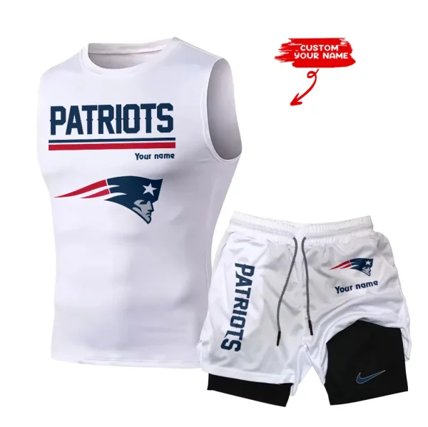 New England Patriots Tank Tops Vest Sleeveless and Outdoor Casual Training Sports Shorts 2-in-1 Double-Layer Shorts For Men SPTMODS022 - Image 5