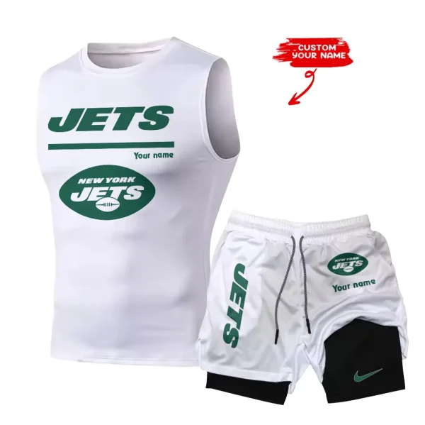New York Jets Tank Tops Vest Sleeveless and Outdoor Casual Training Sports Shorts 2-in-1 Double-Layer Shorts For Men SPTMODS025 - Image 4