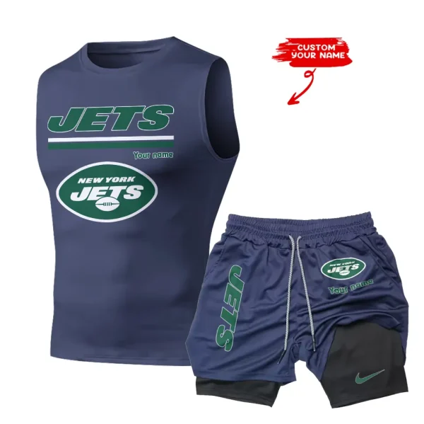 New York Jets Tank Tops Vest Sleeveless and Outdoor Casual Training Sports Shorts 2-in-1 Double-Layer Shorts For Men SPTMODS025 - Image 6
