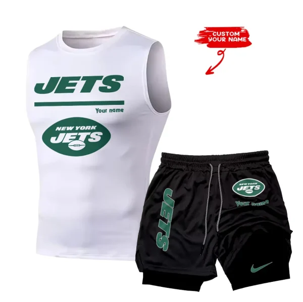 New York Jets Tank Tops Vest Sleeveless and Outdoor Casual Training Sports Shorts 2-in-1 Double-Layer Shorts For Men SPTMODS025 - Image 7