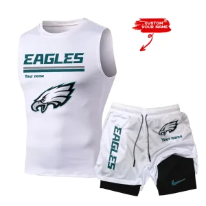 Philadelphia Eagles Tank Tops Vest Sleeveless and Outdoor Casual Training Sports Shorts 2-in-1 Double-Layer Shorts For Men SPTMODS026