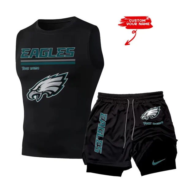 Philadelphia Eagles Tank Tops Vest Sleeveless and Outdoor Casual Training Sports Shorts 2-in-1 Double-Layer Shorts For Men SPTMODS026 - Image 2