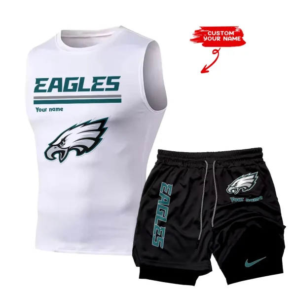 Philadelphia Eagles Tank Tops Vest Sleeveless and Outdoor Casual Training Sports Shorts 2-in-1 Double-Layer Shorts For Men SPTMODS026 - Image 3