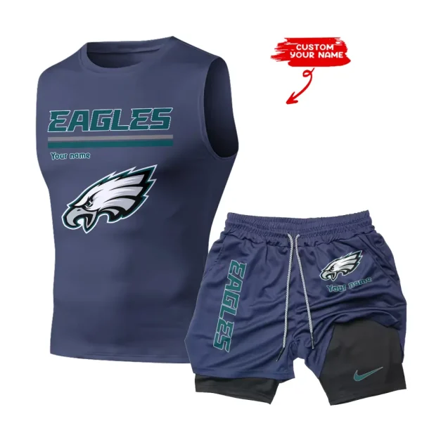 Philadelphia Eagles Tank Tops Vest Sleeveless and Outdoor Casual Training Sports Shorts 2-in-1 Double-Layer Shorts For Men SPTMODS026 - Image 4