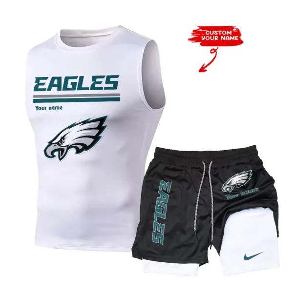 Philadelphia Eagles Tank Tops Vest Sleeveless and Outdoor Casual Training Sports Shorts 2-in-1 Double-Layer Shorts For Men SPTMODS026 - Image 5