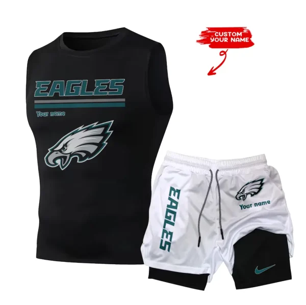 Philadelphia Eagles Tank Tops Vest Sleeveless and Outdoor Casual Training Sports Shorts 2-in-1 Double-Layer Shorts For Men SPTMODS026 - Image 6