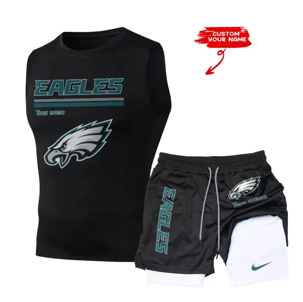Philadelphia Eagles Tank Tops Vest Sleeveless and Outdoor Casual Training Sports Shorts 2-in-1 Double-Layer Shorts For Men SPTMODS026 - Image 7