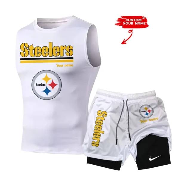 Pittsburgh Steelers Tank Tops Vest Sleeveless and Outdoor Casual Training Sports Shorts 2-in-1 Double-Layer Shorts For Men SPTMODS027 - Image 5