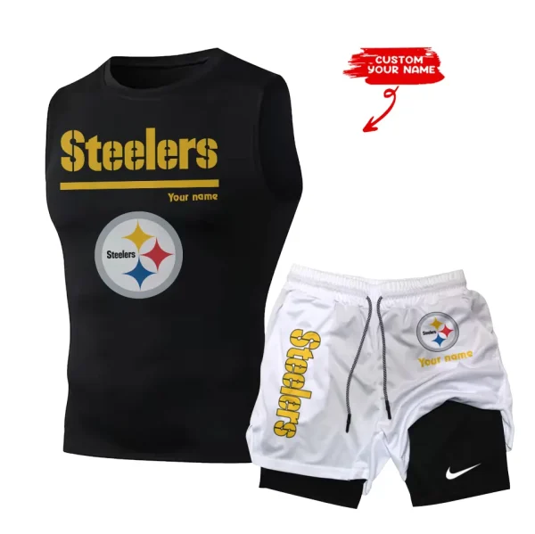 Pittsburgh Steelers Tank Tops Vest Sleeveless and Outdoor Casual Training Sports Shorts 2-in-1 Double-Layer Shorts For Men SPTMODS027 - Image 6