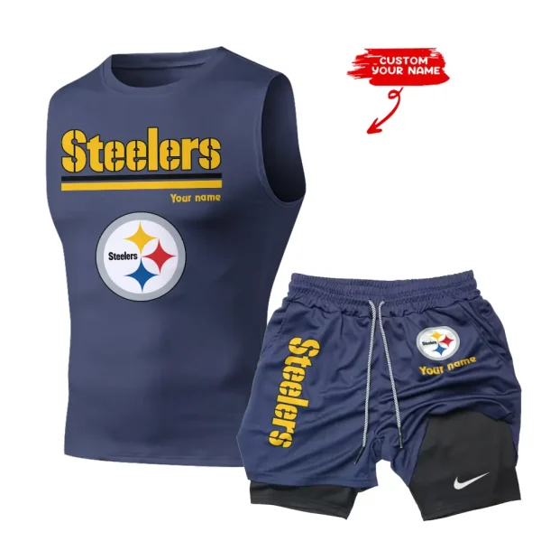 Pittsburgh Steelers Tank Tops Vest Sleeveless and Outdoor Casual Training Sports Shorts 2-in-1 Double-Layer Shorts For Men SPTMODS027 - Image 7