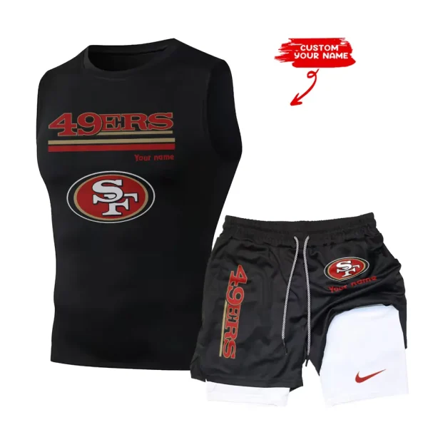 San Francisco 49ers Tank Tops Vest Sleeveless and Outdoor Casual Training Sports Shorts 2-in-1 Double-Layer Shorts For Men SPTMODS028 - Image 5