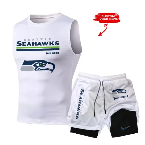 Seattle Seahawks Tank Tops Vest Sleeveless and Outdoor Casual Training Sports Shorts 2-in-1 Double-Layer Shorts For Men SPTMODS029 - Image 3