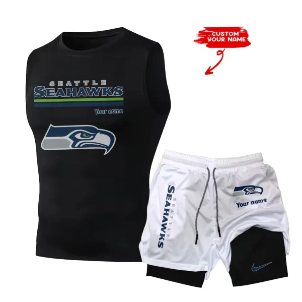 Seattle Seahawks Tank Tops Vest Sleeveless and Outdoor Casual Training Sports Shorts 2-in-1 Double-Layer Shorts For Men SPTMODS029 - Image 4