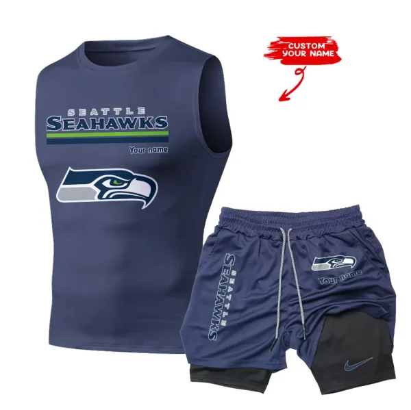 Seattle Seahawks Tank Tops Vest Sleeveless and Outdoor Casual Training Sports Shorts 2-in-1 Double-Layer Shorts For Men SPTMODS029 - Image 5