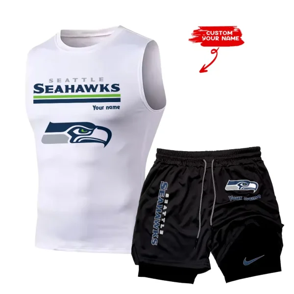 Seattle Seahawks Tank Tops Vest Sleeveless and Outdoor Casual Training Sports Shorts 2-in-1 Double-Layer Shorts For Men SPTMODS029 - Image 6