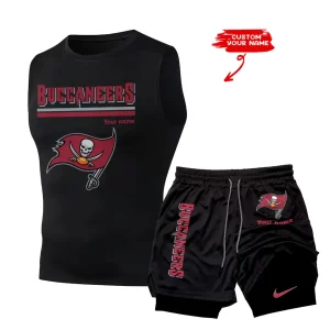 Tampa Bay Buccaneers Tank Tops Vest Sleeveless and Outdoor Casual Training Sports Shorts 2-in-1 Double-Layer Shorts For Men SPTMODS030