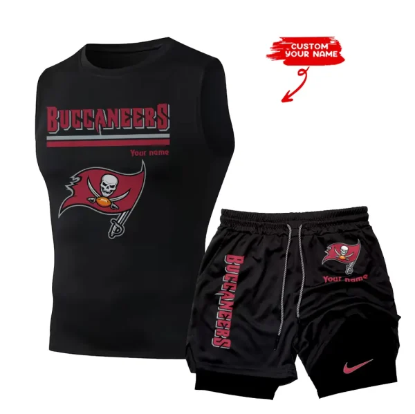 Tampa Bay Buccaneers Tank Tops Vest Sleeveless and Outdoor Casual Training Sports Shorts 2-in-1 Double-Layer Shorts For Men SPTMODS030