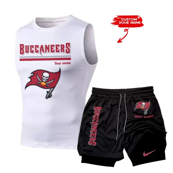 Tampa Bay Buccaneers Tank Tops Vest Sleeveless and Outdoor Casual Training Sports Shorts 2-in-1 Double-Layer Shorts For Men SPTMODS030 - Image 2