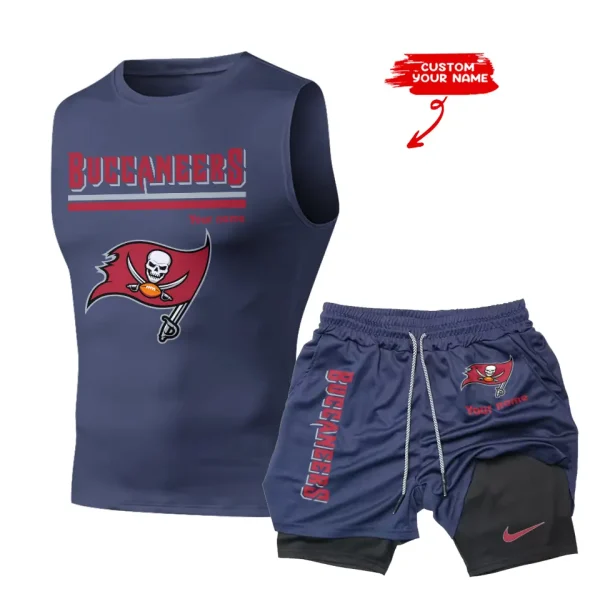 Tampa Bay Buccaneers Tank Tops Vest Sleeveless and Outdoor Casual Training Sports Shorts 2-in-1 Double-Layer Shorts For Men SPTMODS030 - Image 3