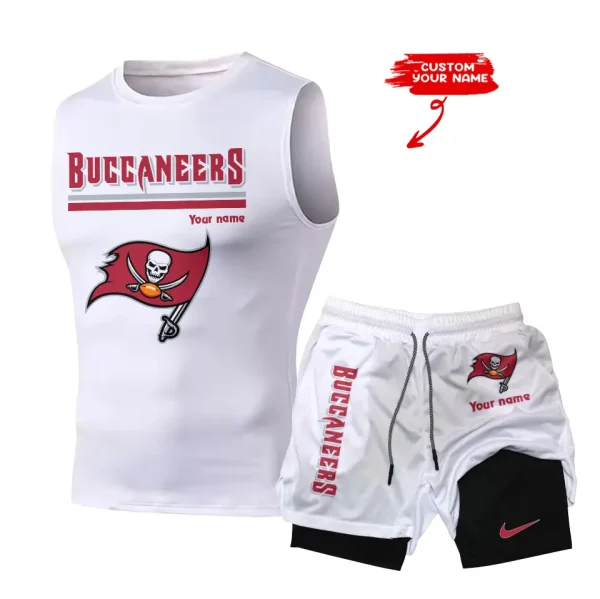 Tampa Bay Buccaneers Tank Tops Vest Sleeveless and Outdoor Casual Training Sports Shorts 2-in-1 Double-Layer Shorts For Men SPTMODS030 - Image 4