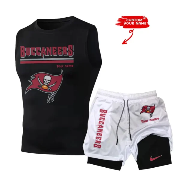 Tampa Bay Buccaneers Tank Tops Vest Sleeveless and Outdoor Casual Training Sports Shorts 2-in-1 Double-Layer Shorts For Men SPTMODS030 - Image 5