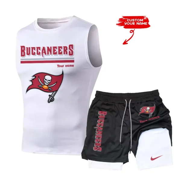 Tampa Bay Buccaneers Tank Tops Vest Sleeveless and Outdoor Casual Training Sports Shorts 2-in-1 Double-Layer Shorts For Men SPTMODS030 - Image 6