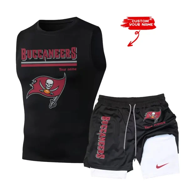 Tampa Bay Buccaneers Tank Tops Vest Sleeveless and Outdoor Casual Training Sports Shorts 2-in-1 Double-Layer Shorts For Men SPTMODS030 - Image 7