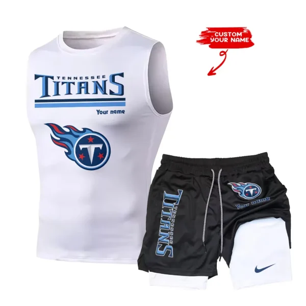 Tennessee Titans Tank Tops Vest Sleeveless and Outdoor Casual Training Sports Shorts 2-in-1 Double-Layer Shorts For Men SPTMODS031 - Image 2