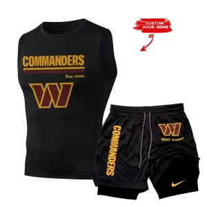 Washington Commanders Tank Tops Vest Sleeveless and Outdoor Casual Training Sports Shorts 2-in-1 Double-Layer Shorts For Men SPTMODS032