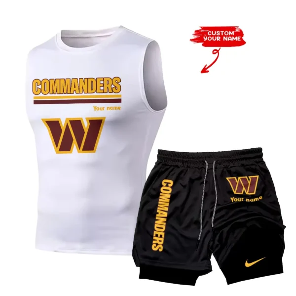 Washington Commanders Tank Tops Vest Sleeveless and Outdoor Casual Training Sports Shorts 2-in-1 Double-Layer Shorts For Men SPTMODS032 - Image 2