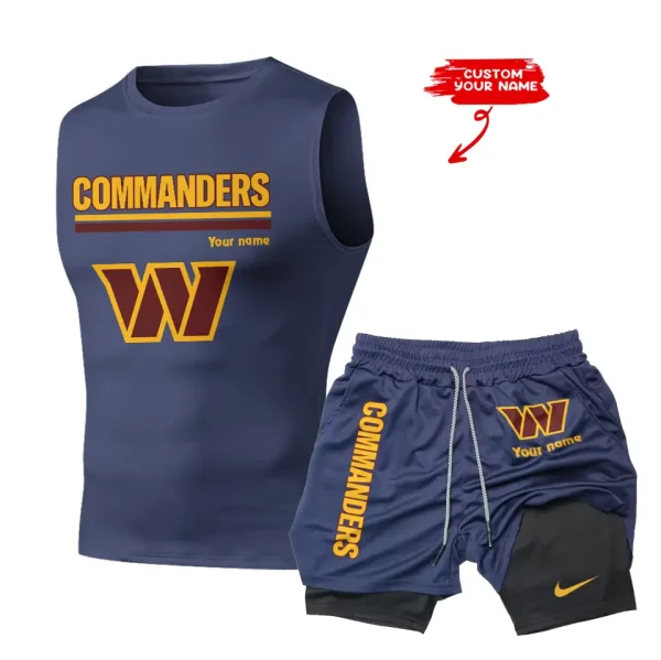 Washington Commanders Tank Tops Vest Sleeveless and Outdoor Casual Training Sports Shorts 2-in-1 Double-Layer Shorts For Men SPTMODS032 - Image 3