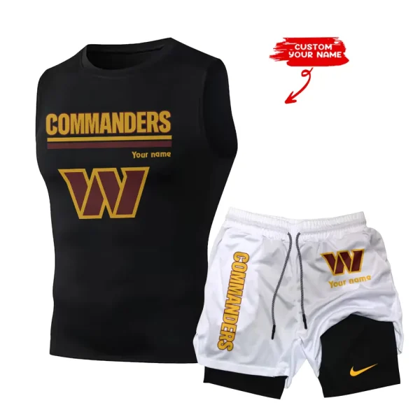 Washington Commanders Tank Tops Vest Sleeveless and Outdoor Casual Training Sports Shorts 2-in-1 Double-Layer Shorts For Men SPTMODS032 - Image 4