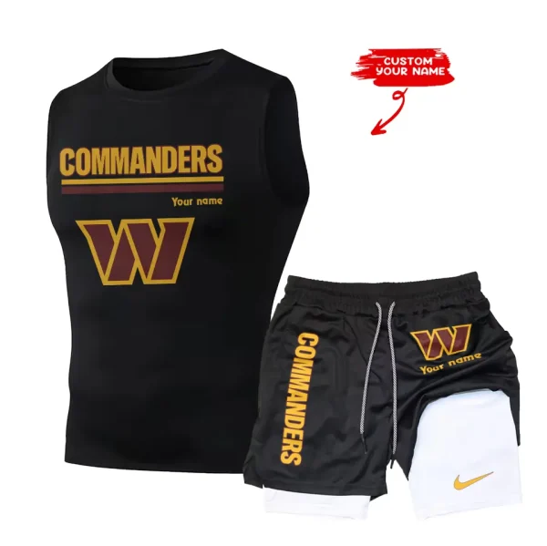 Washington Commanders Tank Tops Vest Sleeveless and Outdoor Casual Training Sports Shorts 2-in-1 Double-Layer Shorts For Men SPTMODS032 - Image 6
