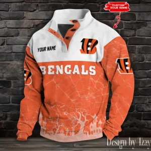 Cincinnati Bengals Buttoned Collar Sweatshirt New Design 2025 S9DBSCH2046