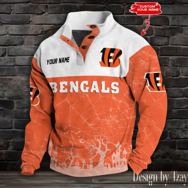 Cincinnati Bengals Buttoned Collar Sweatshirt New Design 2025 S9DBSCH2046