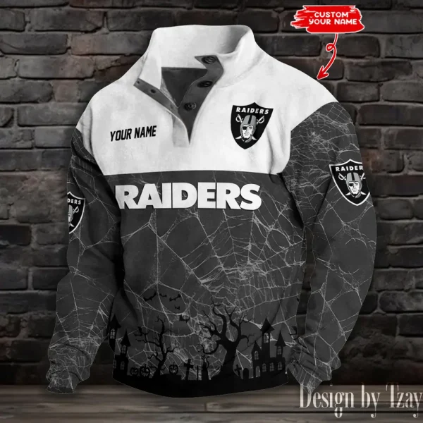 Las Vegas Raiders Buttoned Collar Sweatshirt New Design 2025 S9DBSCH2056