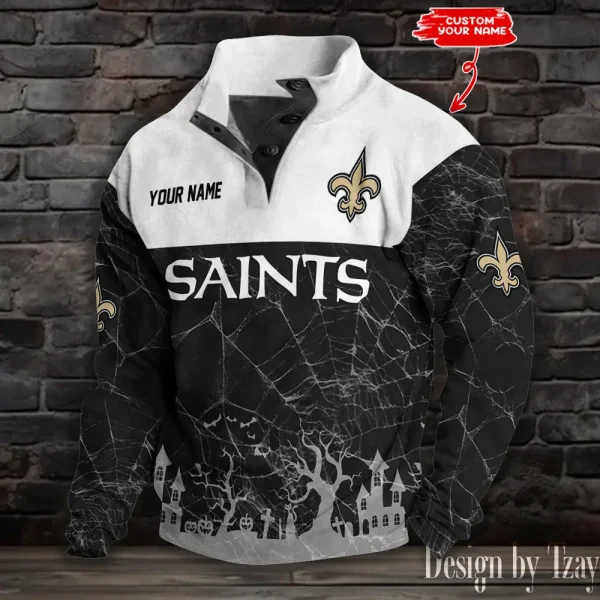 New Orleans Saints Buttoned Collar Sweatshirt New Design 2025 S9DBSCH2062