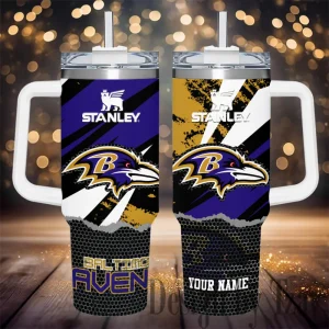 Baltimore Ravens Simple Modem 40oz Tumbler With Handle And Straw Lid AZC40OZT767