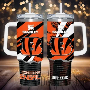 Cincinnati Bengals Simple Modem 40oz Tumbler With Handle And Straw Lid AZC40OZT771