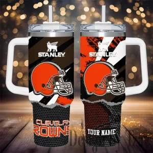 Cleveland Browns Simple Modem 40oz Tumbler With Handle And Straw Lid AZC40OZT772