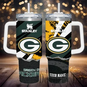 Green Bay Packers Simple Modem 40oz Tumbler With Handle And Straw Lid AZC40OZT776