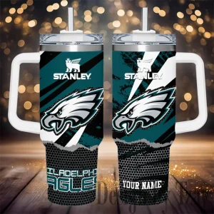 Philadelphia Eagles Simple Modem 40oz Tumbler With Handle And Straw Lid AZC40OZT790