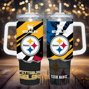 Pittsburgh Steelers Simple Modem 40oz Tumbler With Handle And Straw Lid AZC40OZT791