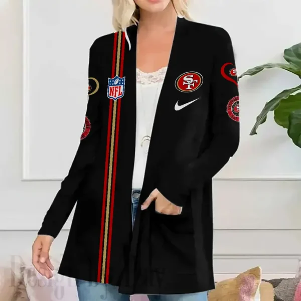 San Francisco 49ers Women’s Patch Pocket Cardigan SPTWPPC157 - Image 2